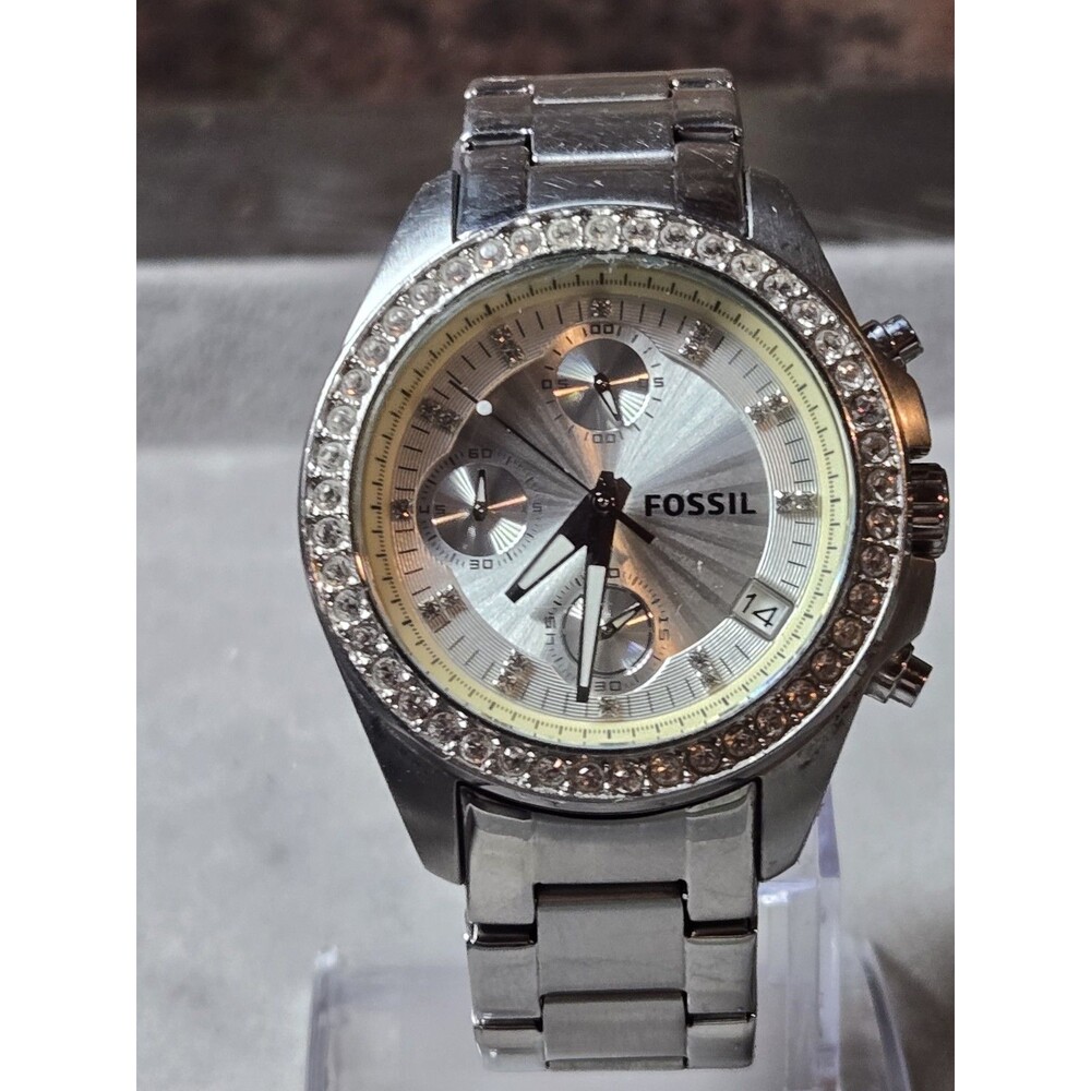 Fossil Decker ES2681 Women Silver Stainless Steel Analog Dial Quartz Watch. 6.5"